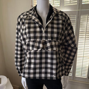 Free Assembly Plaid Anorak Jacket XL Black White